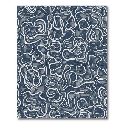 Navy Blue Swirl Abstract Surface Rug