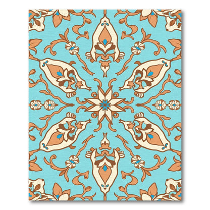 Azure Orange Floral Paisley Medallion Rug