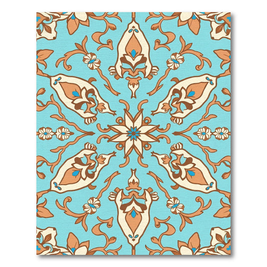 Azure Orange Floral Paisley Medallion Rug