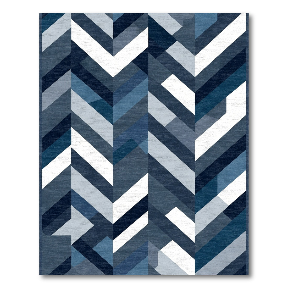 Deep Blue Herringbone Geometric Abstraction Rug