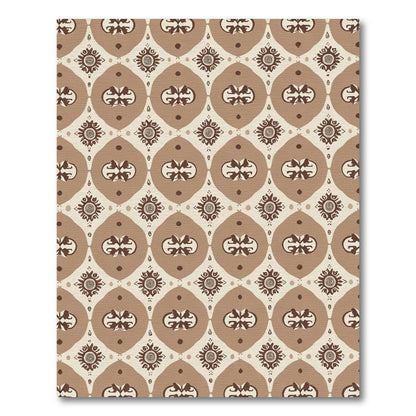 Neutral Earth Tone Geometric Oval Motif Rug