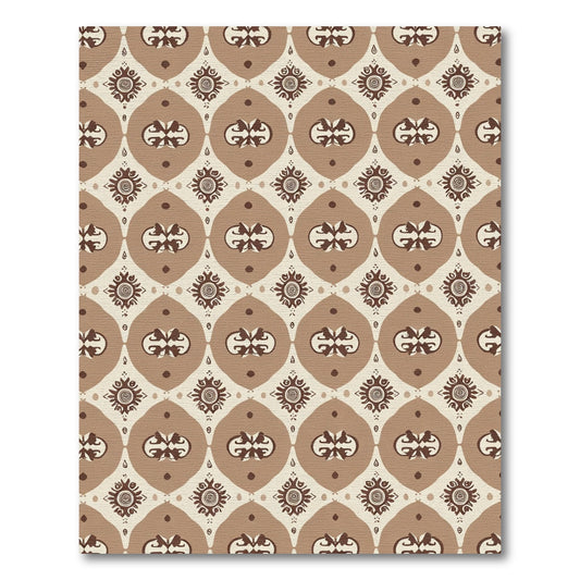 Neutral Earth Tone Geometric Oval Motif Rug
