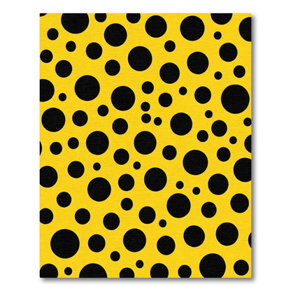 Vibrant Yellow Black Polka Dot Circles Rug