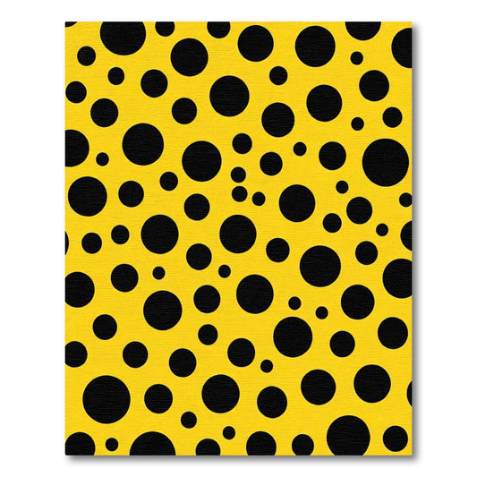 Vibrant Yellow Black Polka Dot Circles Rug