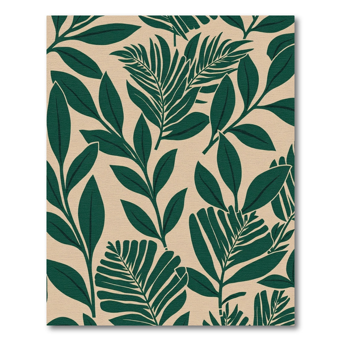 Deep Green Tropical Leaf Medley Rug