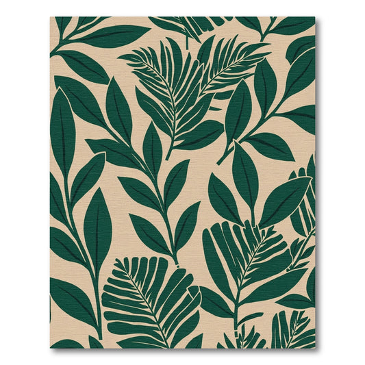 Deep Green Tropical Leaf Medley Rug