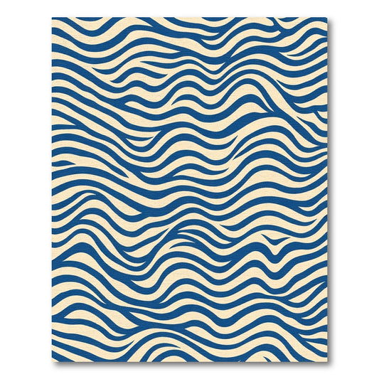 Deep Blue Wavy Stripes Rug