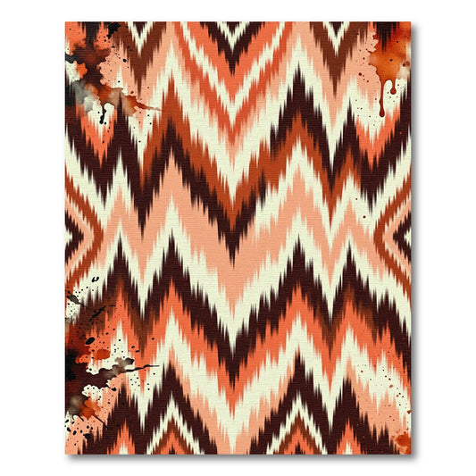 Burnt Orange And Cream Zigzag Ikat Rug