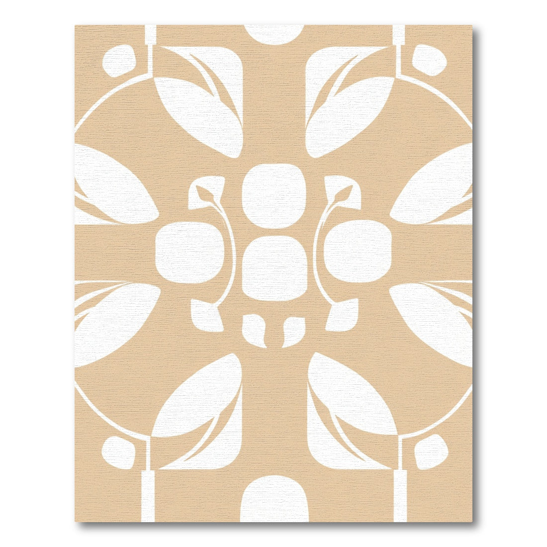Sandy Beige Abstract Geometric Floral Rug