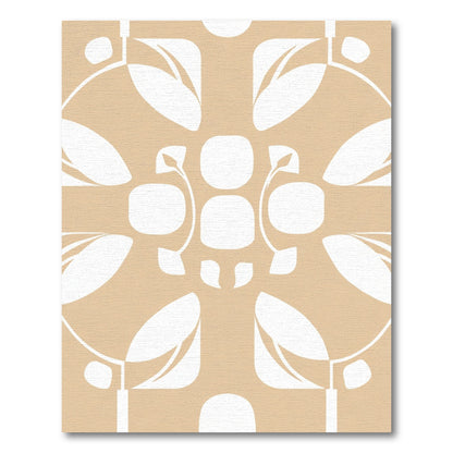 Sandy Beige Abstract Geometric Floral Rug