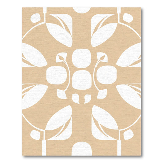 Sandy Beige Abstract Geometric Floral Rug