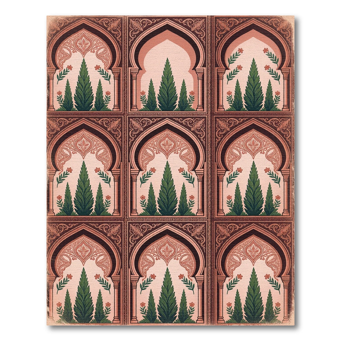 Archway Cypress Tree Botanical Terracotta Rug