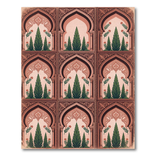 Archway Cypress Tree Botanical Terracotta Rug