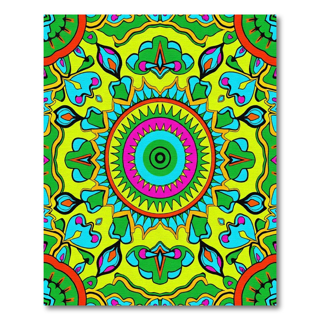 Vibrant Neon Mandala Sunburst Rug