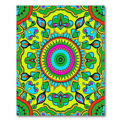 Vibrant Neon Mandala Sunburst Rug