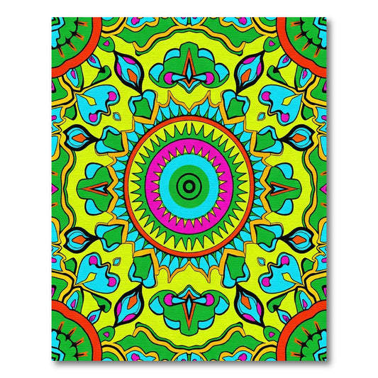 Vibrant Neon Mandala Sunburst Rug