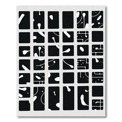 Black White Organic Splatter Collage Rug