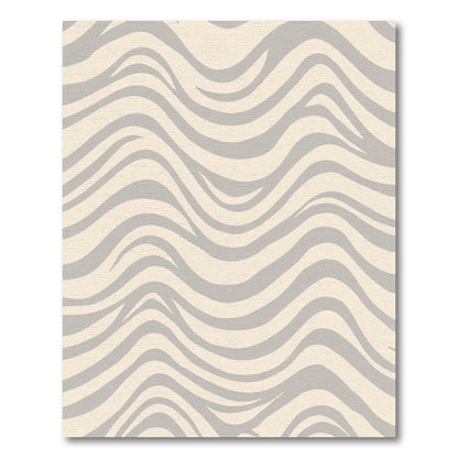 Cream Gray Wavy Stripe Rug