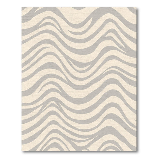 Cream Gray Wavy Stripe Rug
