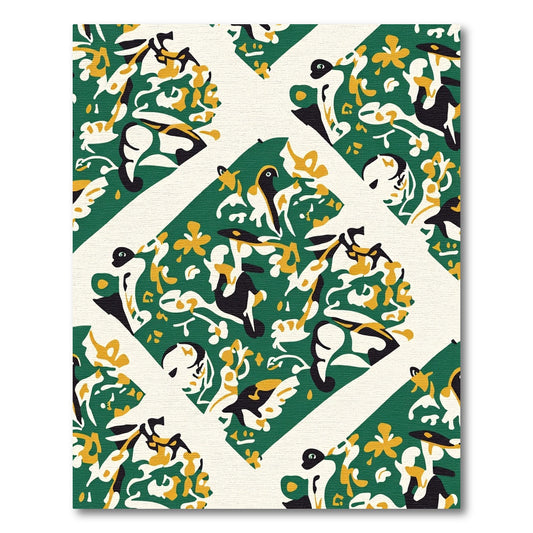Emerald Jade White Abstract Animals Rug