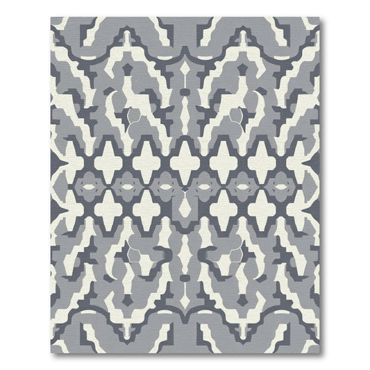 Abstract Geometric Grey Camouflage Rug
