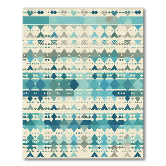 Coastal Blue Tribal Diamond Stripes Rug