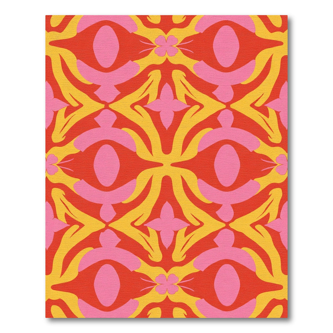 Retro Floral Eye Red Pink Rug