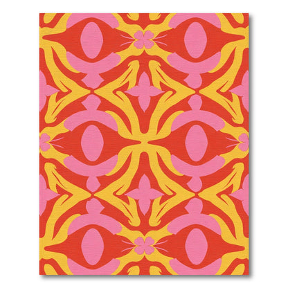 Retro Floral Eye Red Pink Rug