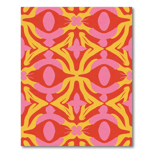 Retro Floral Eye Red Pink Rug