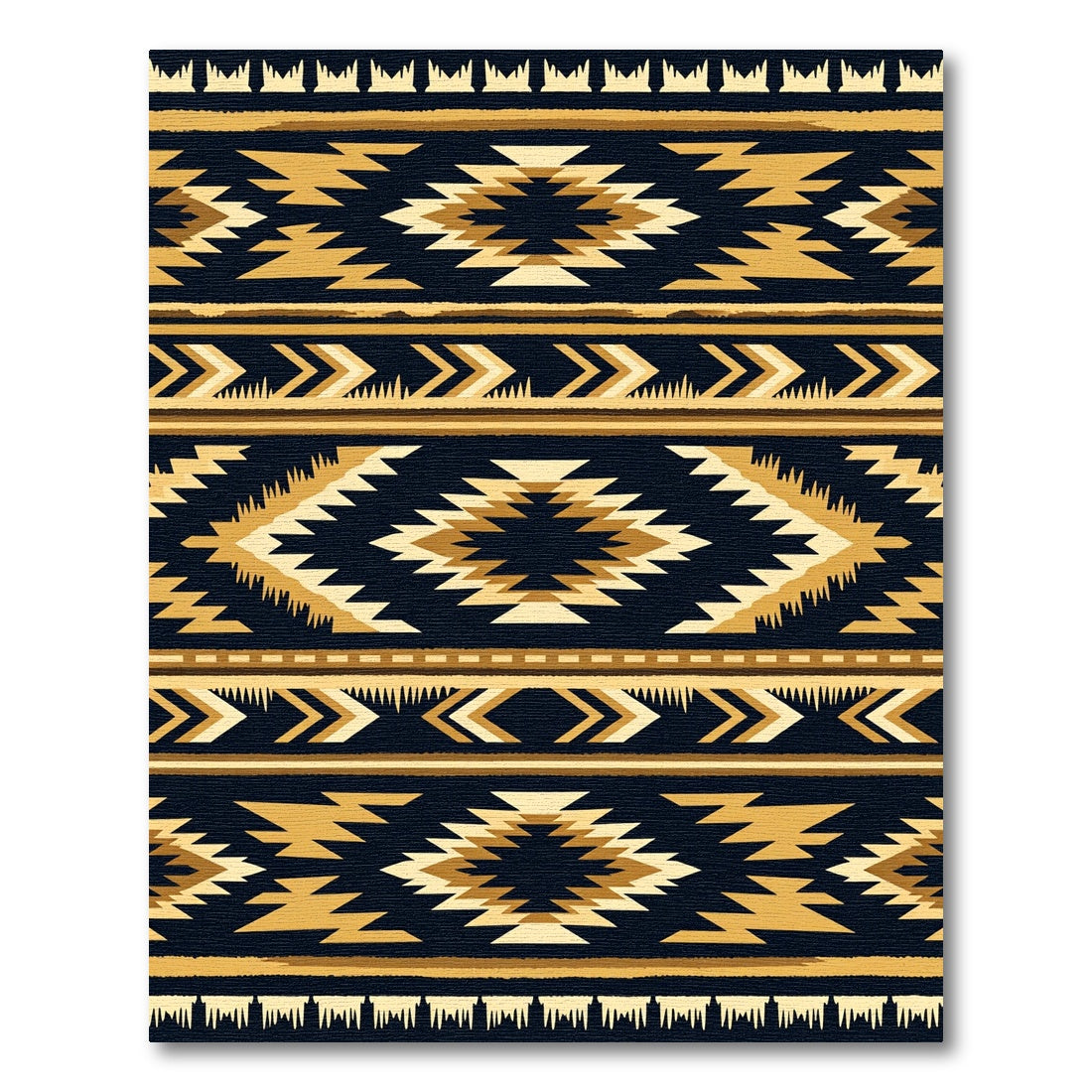 Vibrant Gold Navajo Diamond Stripes Rug