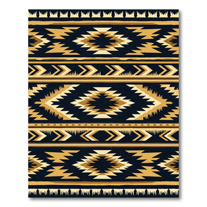 Vibrant Gold Navajo Diamond Stripes Rug