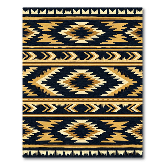Vibrant Gold Navajo Diamond Stripes Rug