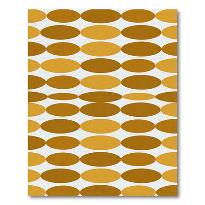 Midcentury Golden Ocher Ellipse Art Rug