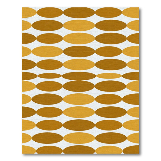 Midcentury Golden Ocher Ellipse Art Rug