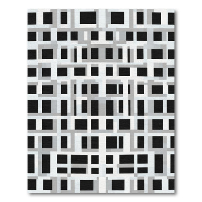 Monochrome Intersecting Lines Rectangles Rug
