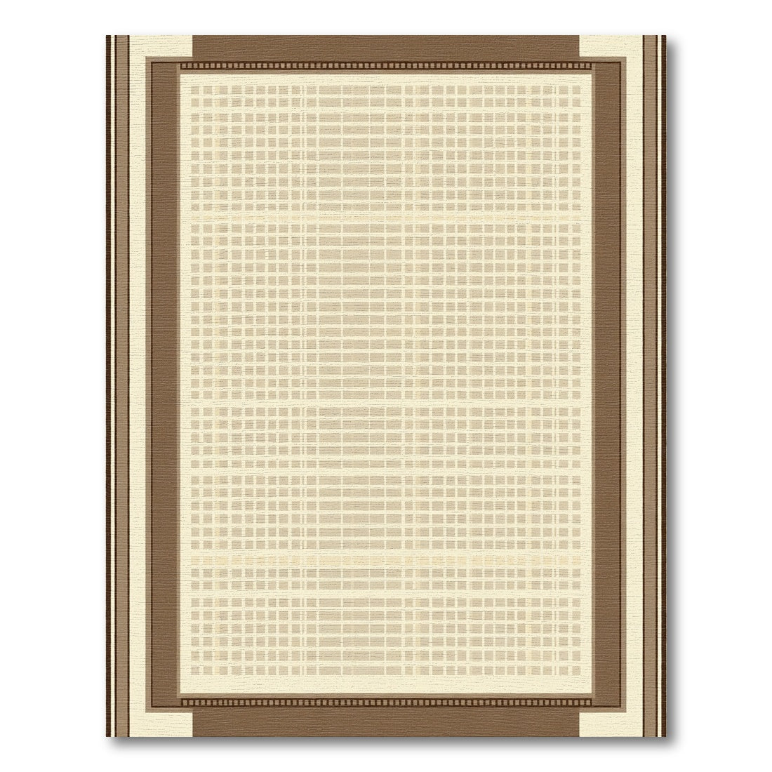 Minimalist Beige Checked Border Rug
