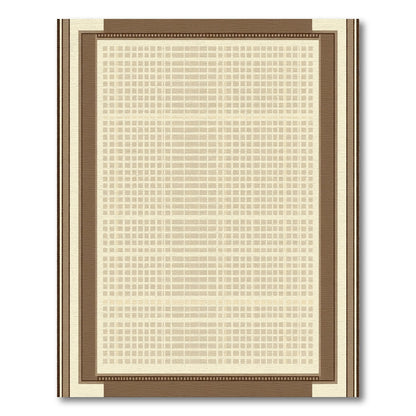 Minimalist Beige Checked Border Rug