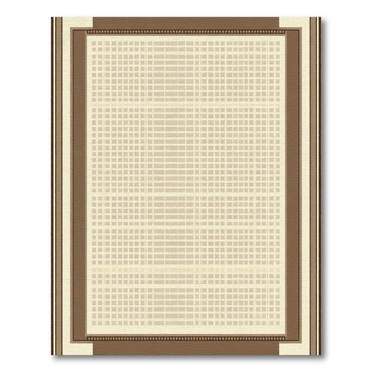 Minimalist Beige Checked Border Rug