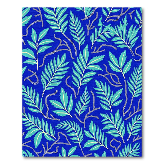Vibrant Aqua Tropical Leaf Scatter Rug
