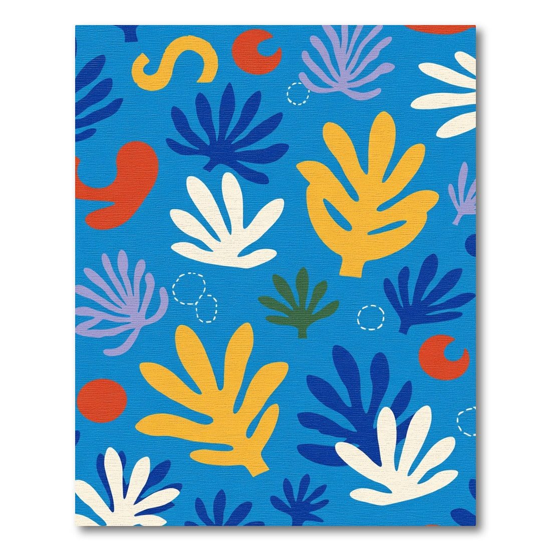Abstract Botanical Shapes Blue Yellow Rug