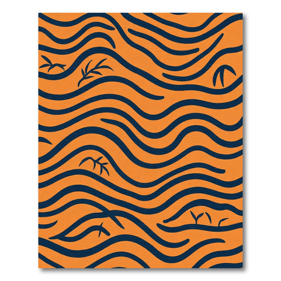 Orange Navy Wave Foliage Rug
