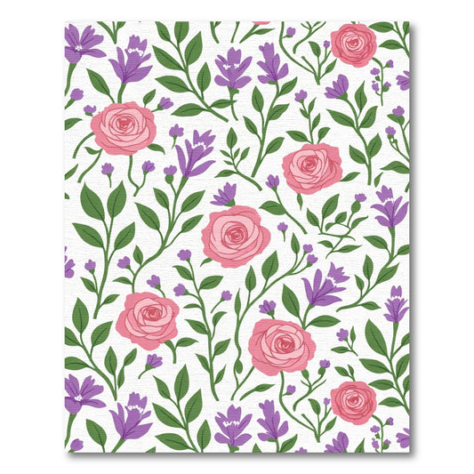 Pink Rose Purple Flower Garden Rug