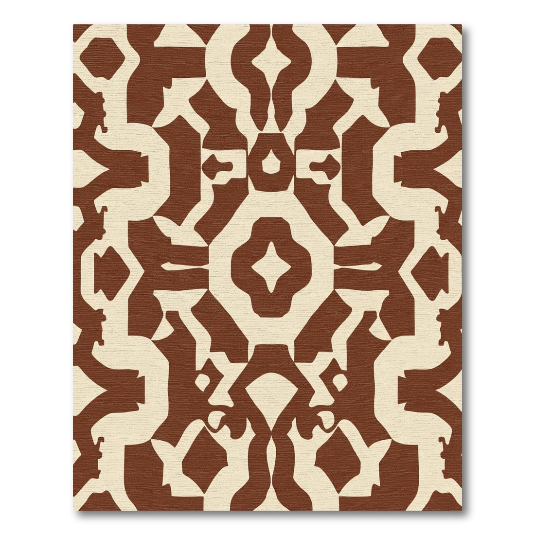 Brown Cream Abstract Bone Medallion Rug