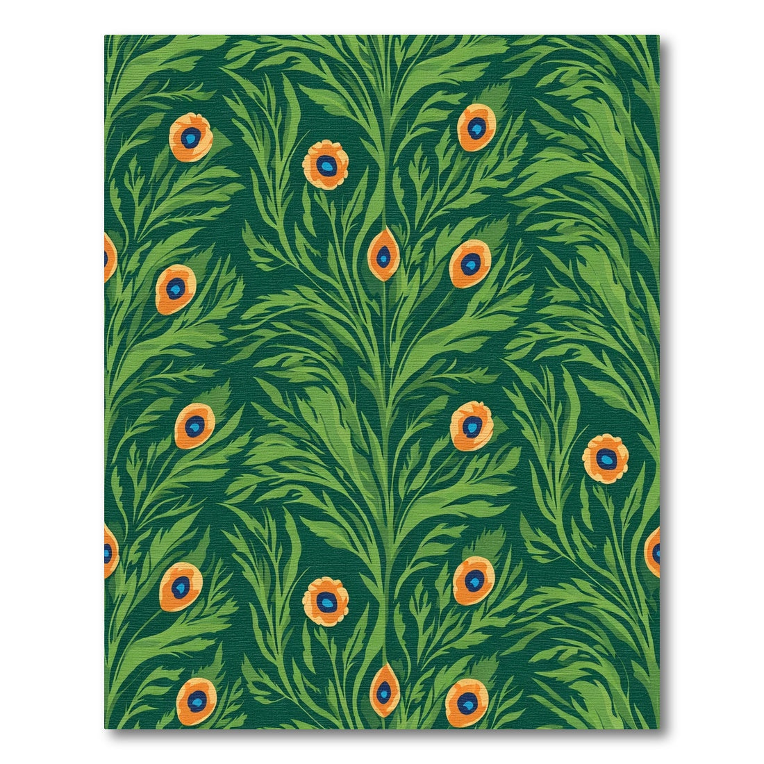 Emerald Green Peacock Feather Bloom Rug