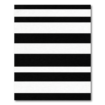 Crisp Black White Parallel Bands Rug