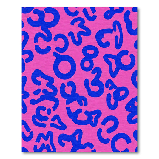 Bold Cyan Brushstroke Abstract Pink Rug