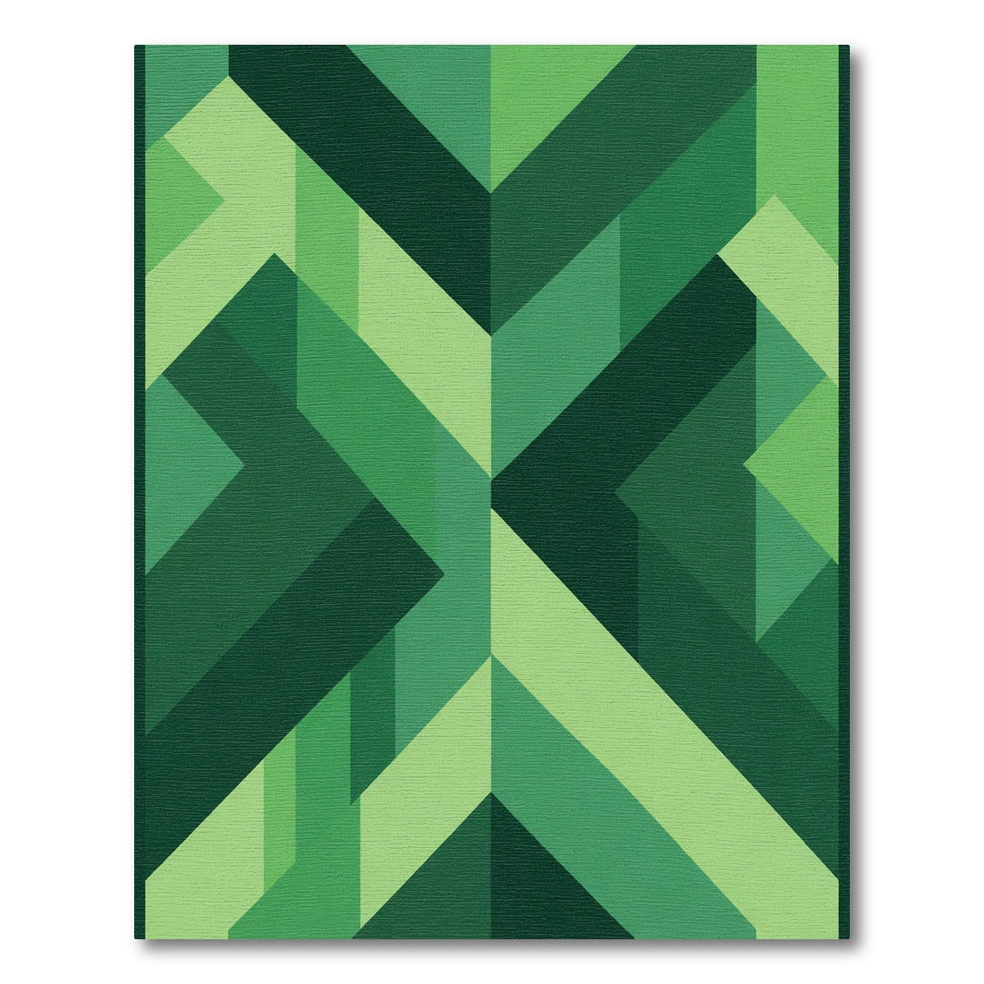 Forest Green Geometric Chevron Rug
