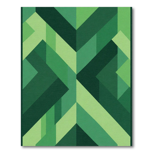 Forest Green Geometric Chevron Rug