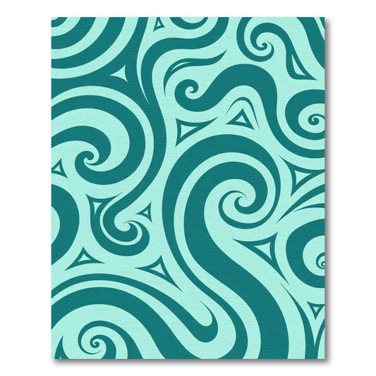 Teal Swirl Tribal Triangle Rug