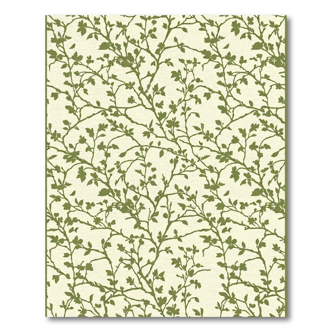 Green Vine Botanical Silhouette Rug